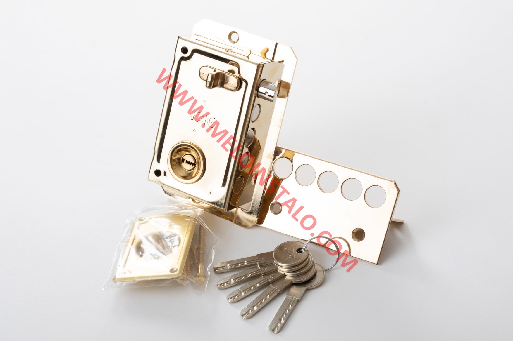 CERRADURA SOBREPUESTA DE ALTA SEGURIDAD  FAC S90 UVE DORADA ANTI-BUMPING,ANTI-EXTRACCIÓN,ANTI-TALADRO PARA PUERTA PRINCIPAL. - Imagen 2