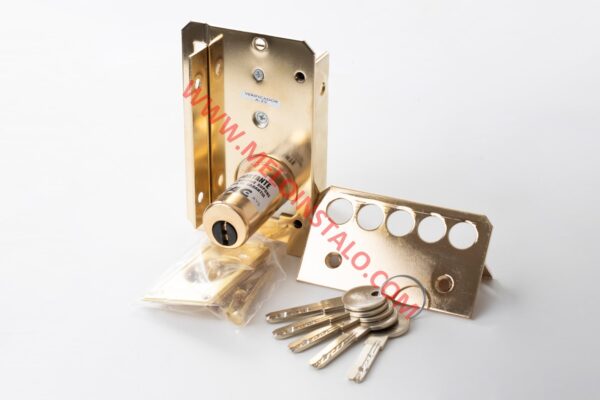 CERRADURA SOBREPUESTA DE ALTA SEGURIDAD  FAC S90 UVE DORADA ANTI-BUMPING,ANTI-EXTRACCIÓN,ANTI-TALADRO PARA PUERTA PRINCIPAL.
