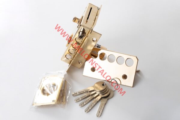 CERRADURA SOBREPUESTA DE ALTA SEGURIDAD  FAC S90 UVE DORADA ANTI-BUMPING,ANTI-EXTRACCIÓN,ANTI-TALADRO PARA PUERTA PRINCIPAL. - Imagen 3
