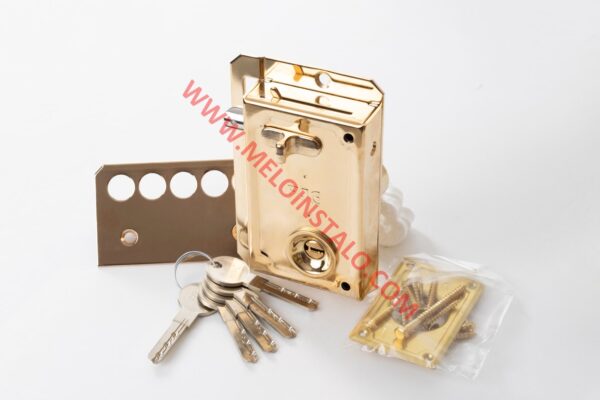 CERRADURA SOBREPUESTA DE ALTA SEGURIDAD  FAC S90 UVE DORADA ANTI-BUMPING,ANTI-EXTRACCIÓN,ANTI-TALADRO PARA PUERTA PRINCIPAL. - Imagen 4